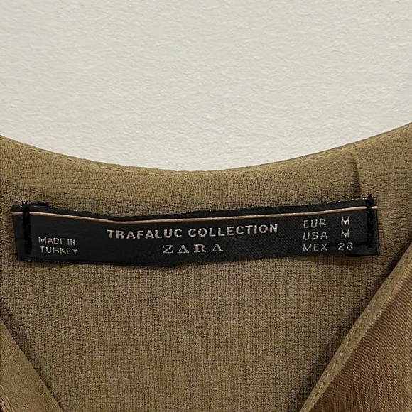 ZARA Olive Green Satin Slip Midi Dress with side slits size Medium - Picture 8 of 17